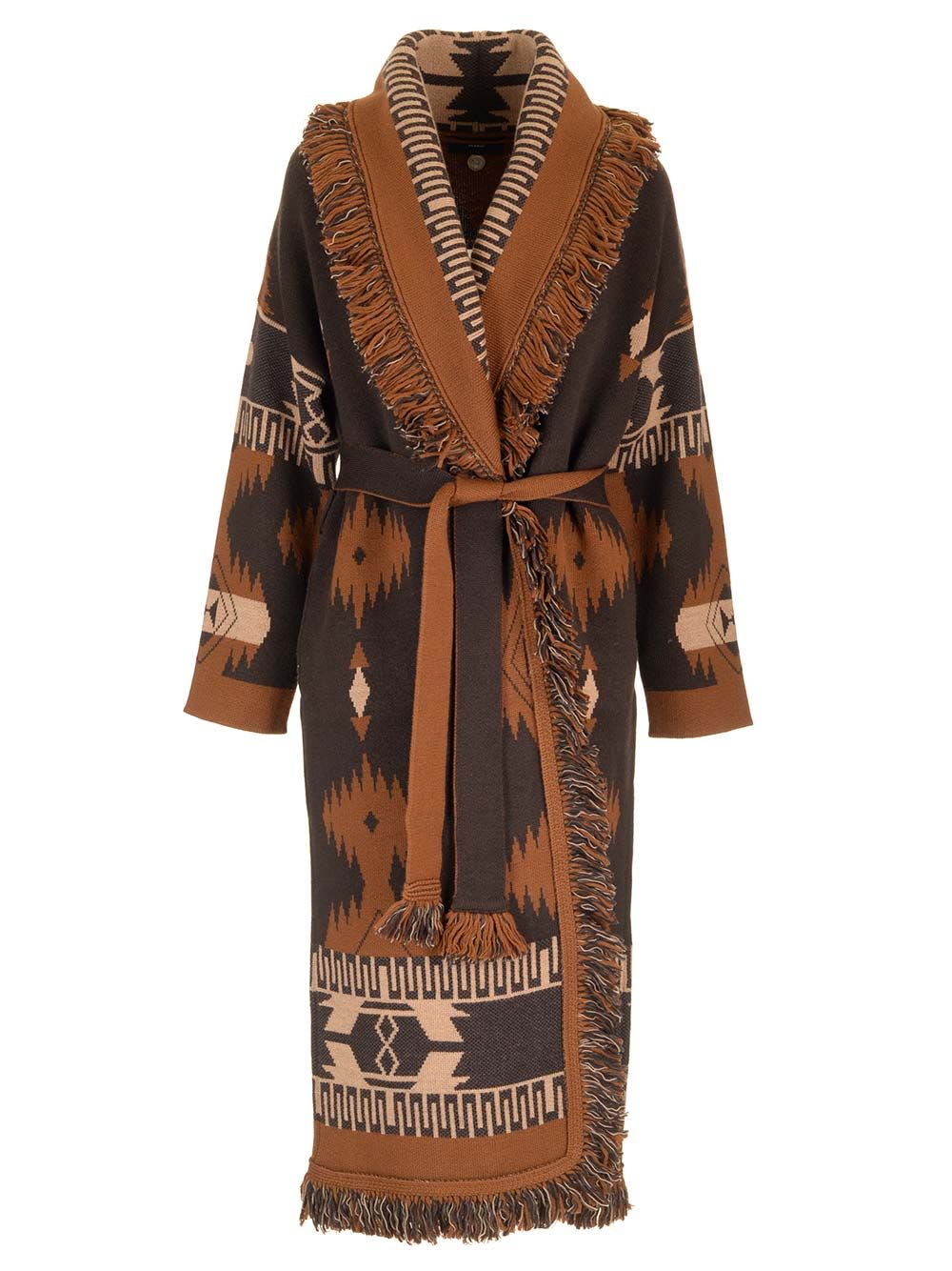 Shop Alanui Long Cardi-coat In Brown