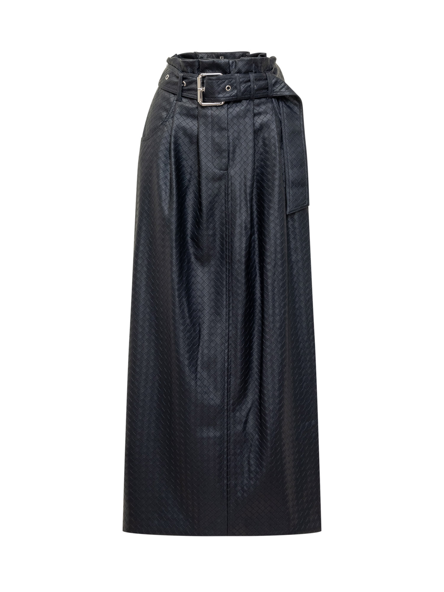 Shop Rotate Birger Christensen Midi Skirt In Sky Caption Dark Blue