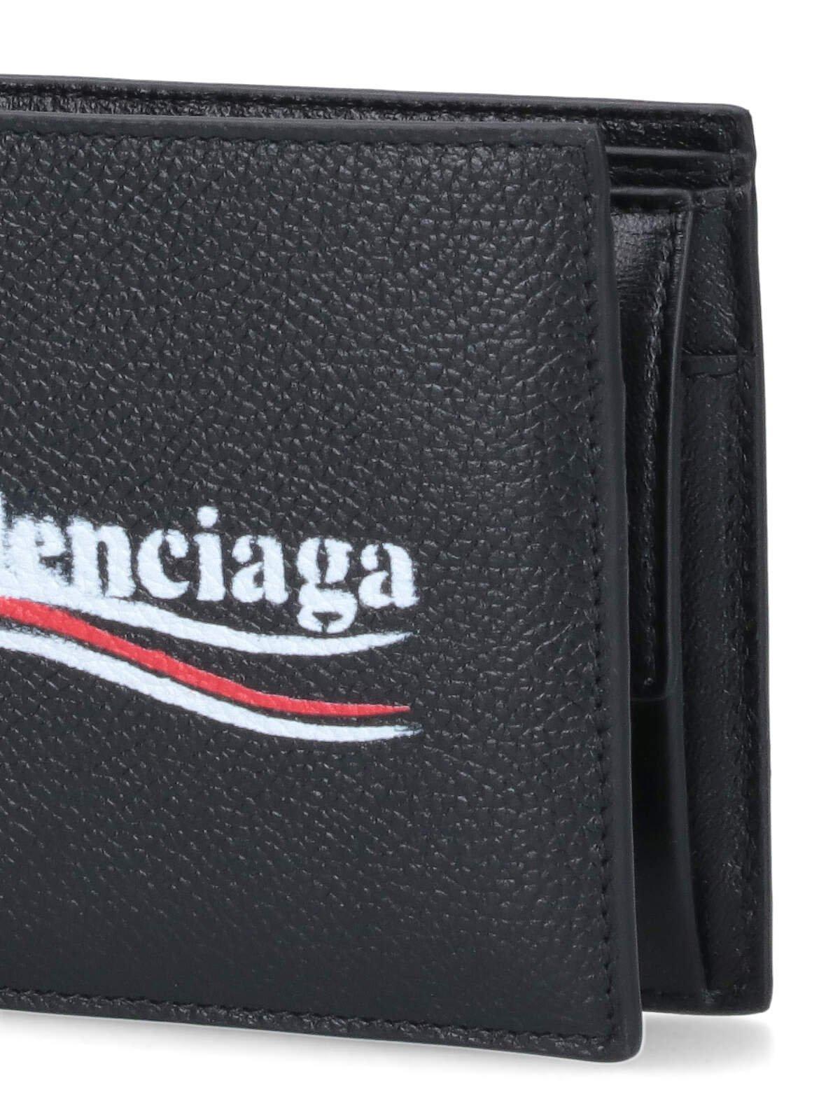 Shop Balenciaga Political Stencil Logo Print Bifold Wallet In Black