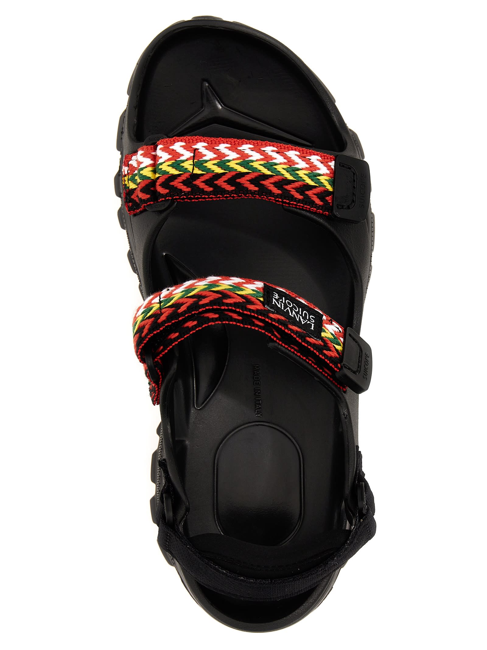 Shop Lanvin Wave Curb Sandals In Black