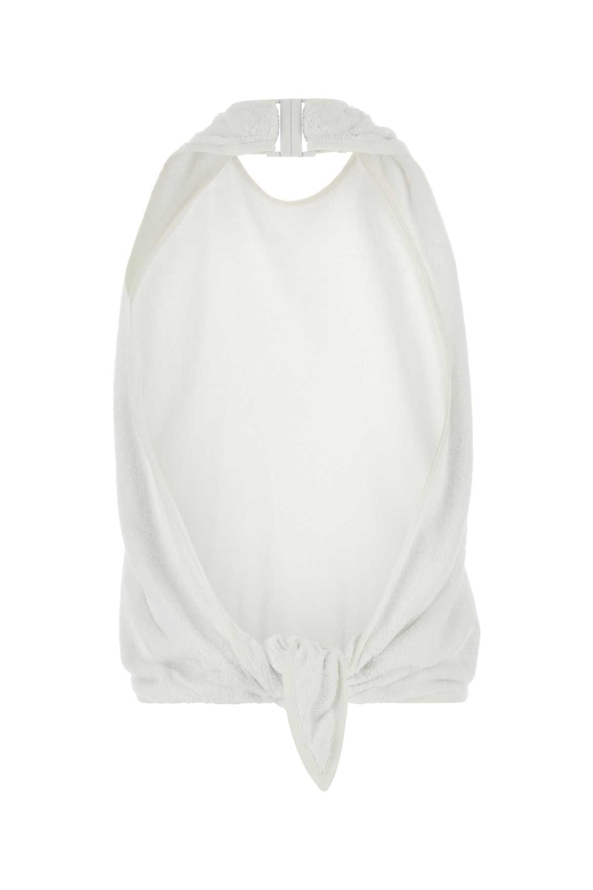 Shop Balenciaga White Terry Fabric Top