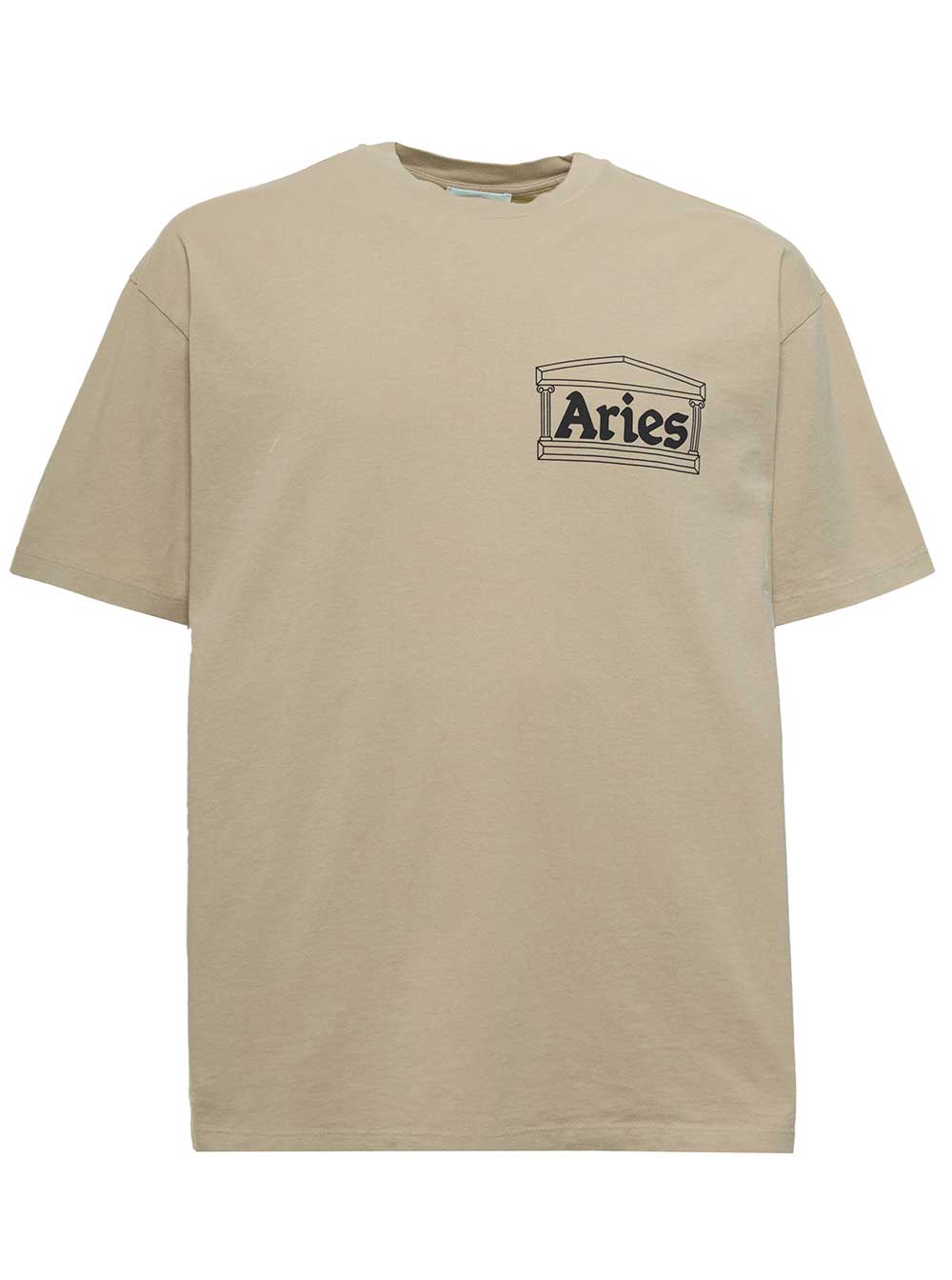 Aries Beige Cotton T-shirt With Logo Print