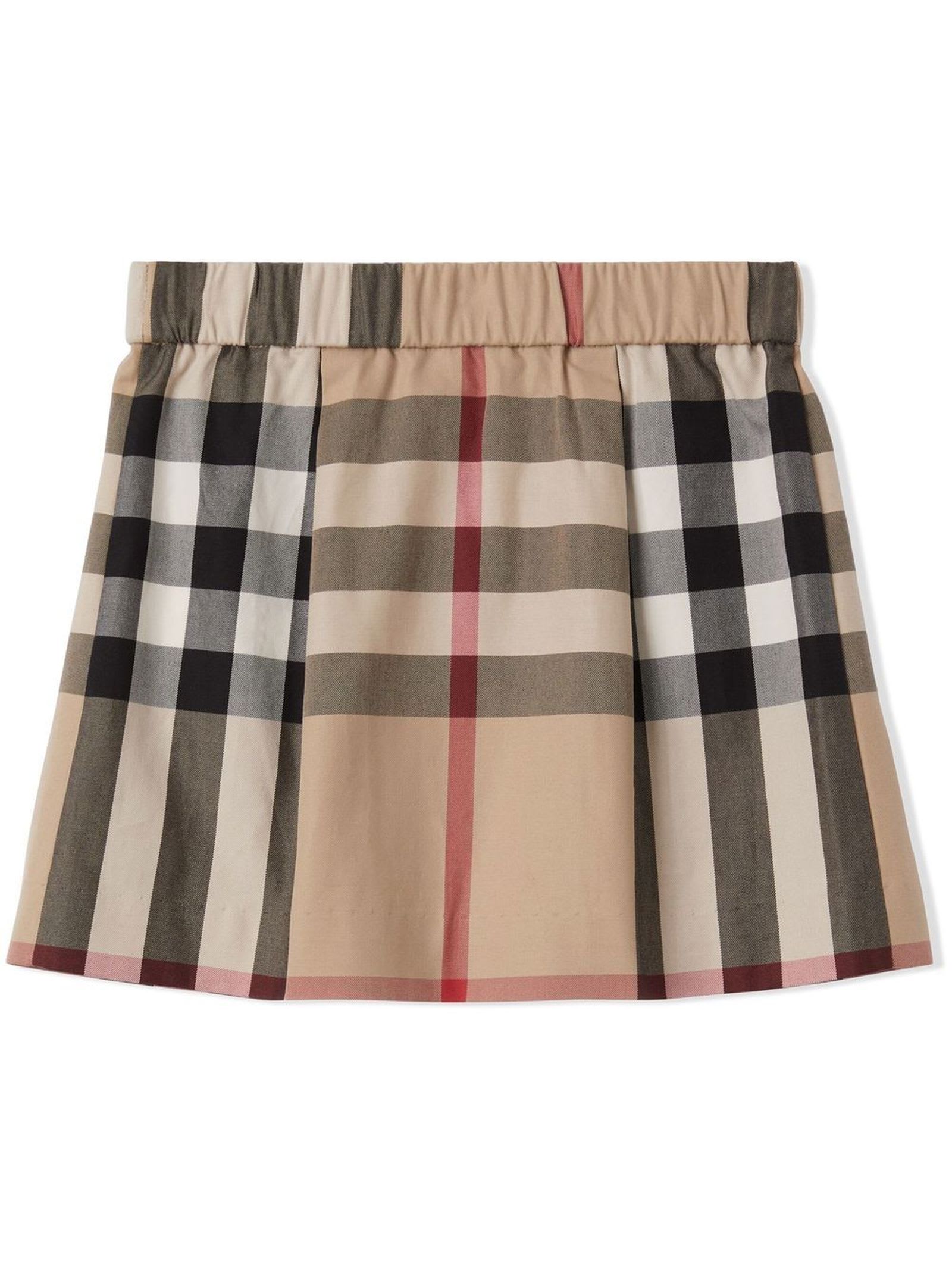 Shop Burberry Beige Cotton Blend Skirt