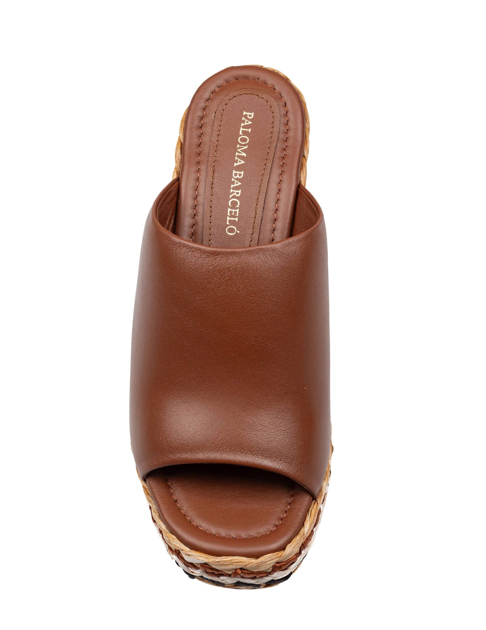 Paloma Barceló Paloma Oriane Leather Sandal With Raffia Wedge In Leather