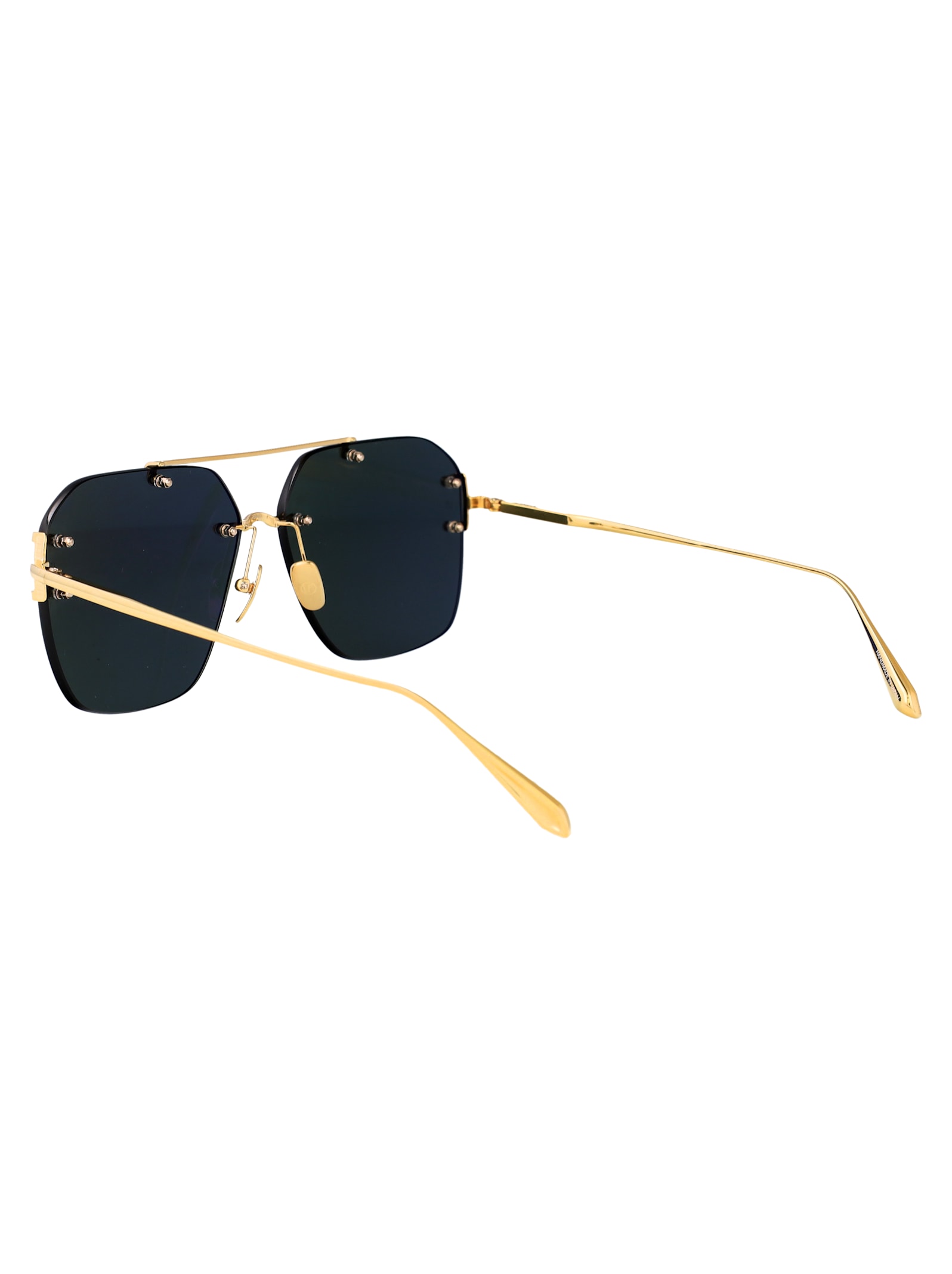 Linda Farrow Reyner Titanium Sunglasses In Green