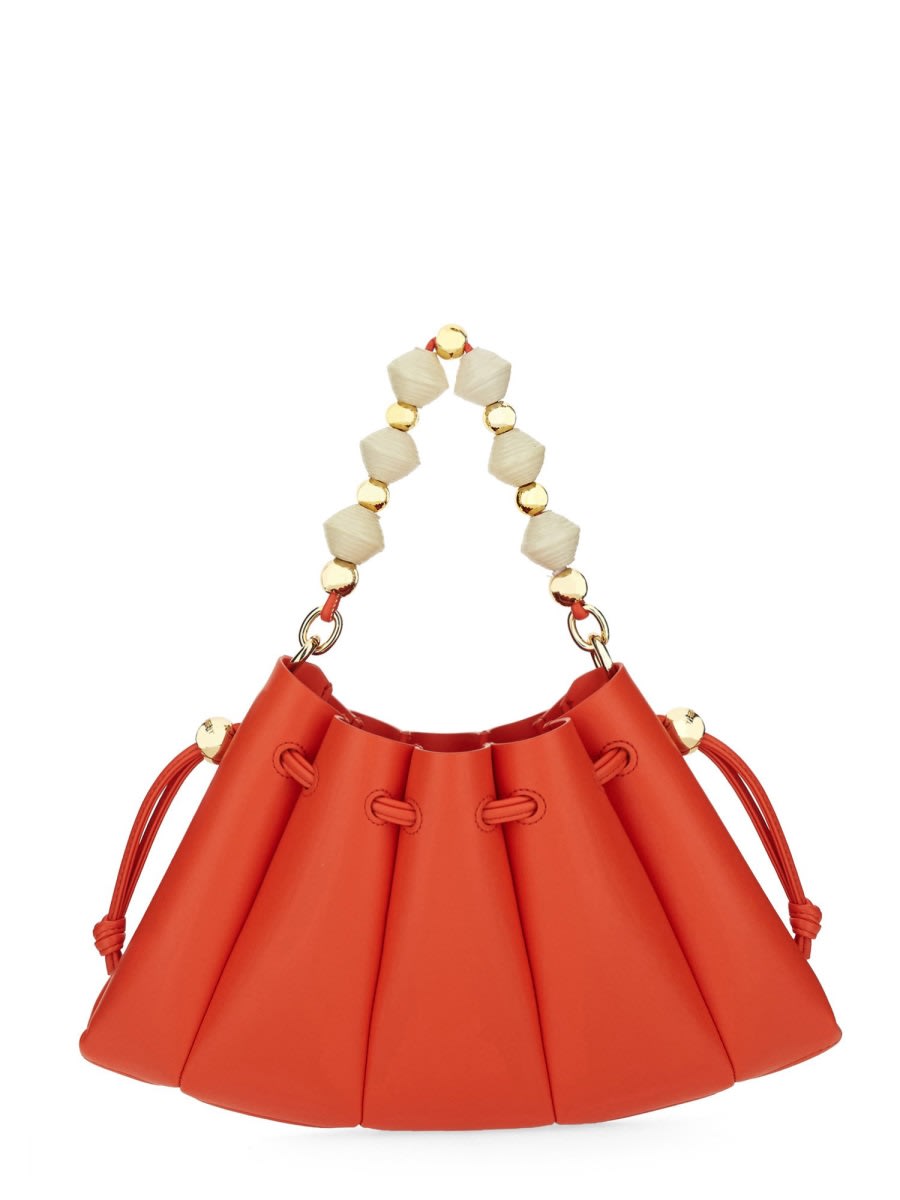 Themoirè Pleated Beaded Handle Shoulder Bag