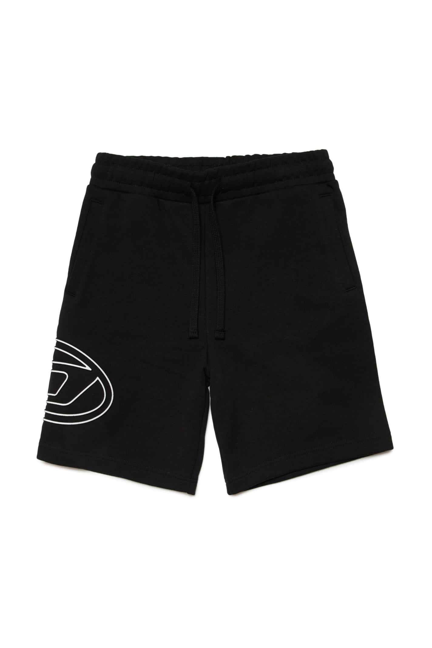 Diesel Kids' Pcurvbigoval Shorts  Fleece Shorts With Oval D Logo In Black