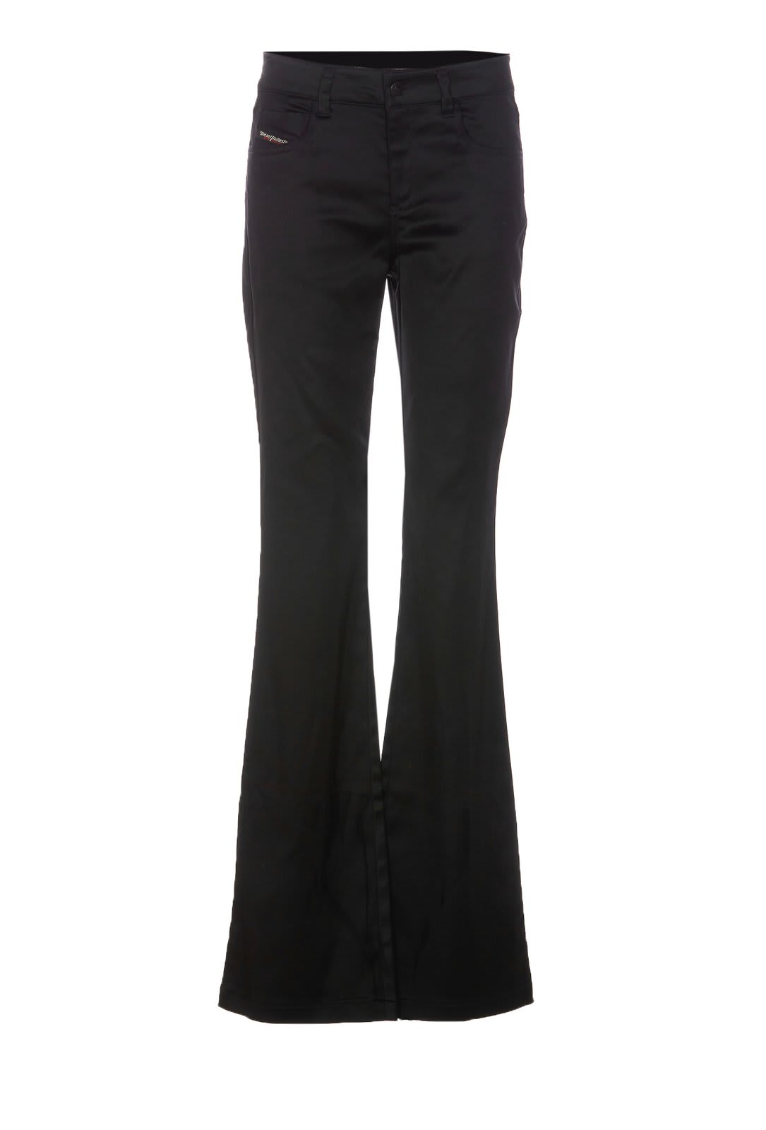 Shop Diesel P-ebbey Mid-rise Flared Stretched Trousers In Black