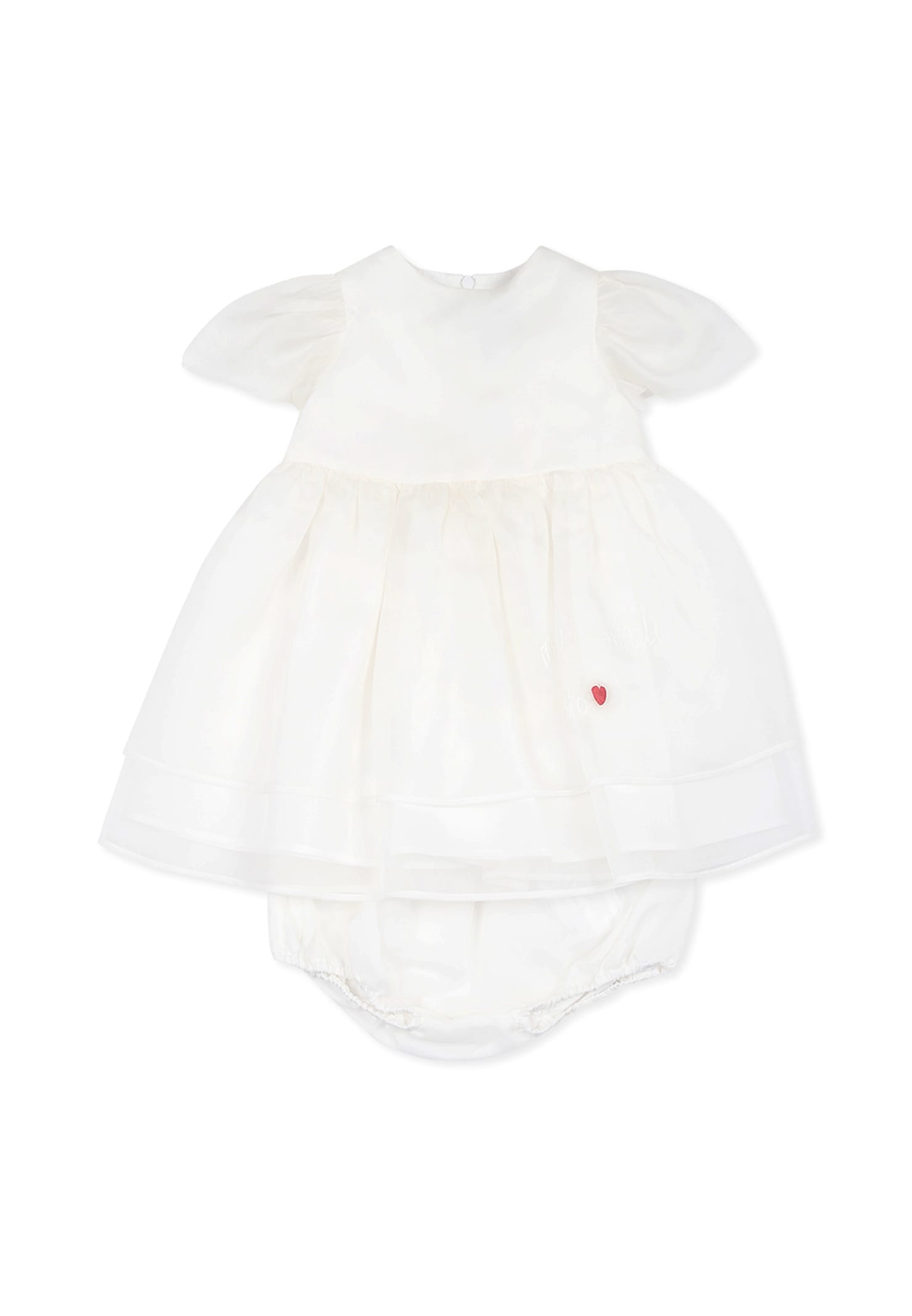 Simonetta White Dress For Baby Girl With Embrodery In White