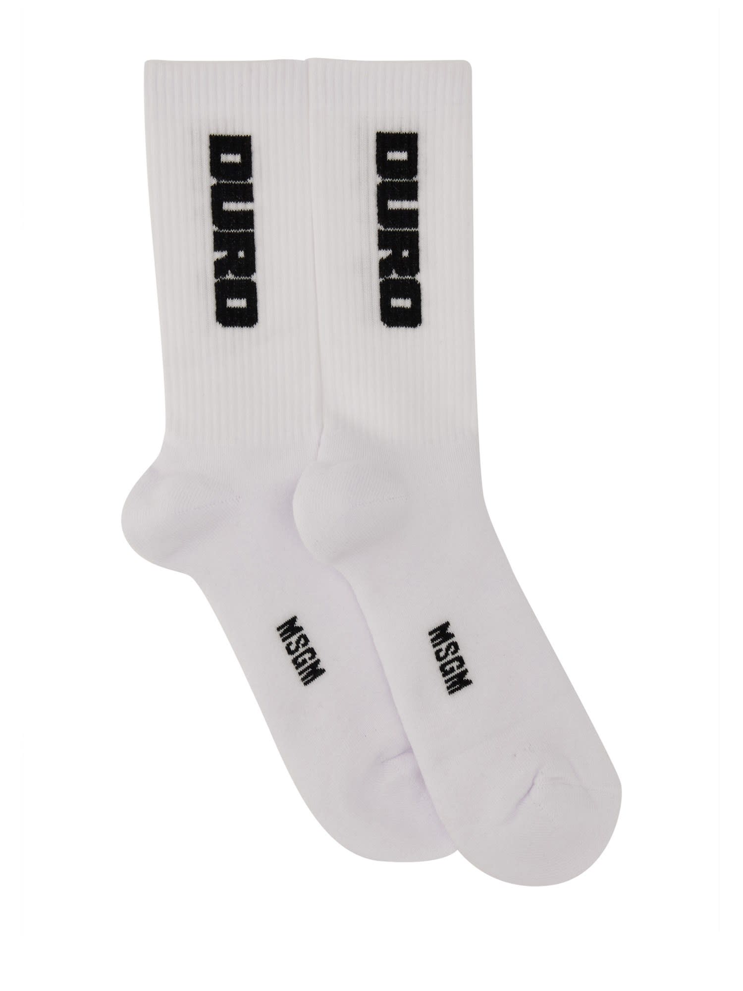 Shop Msgm Sock With Logo In White