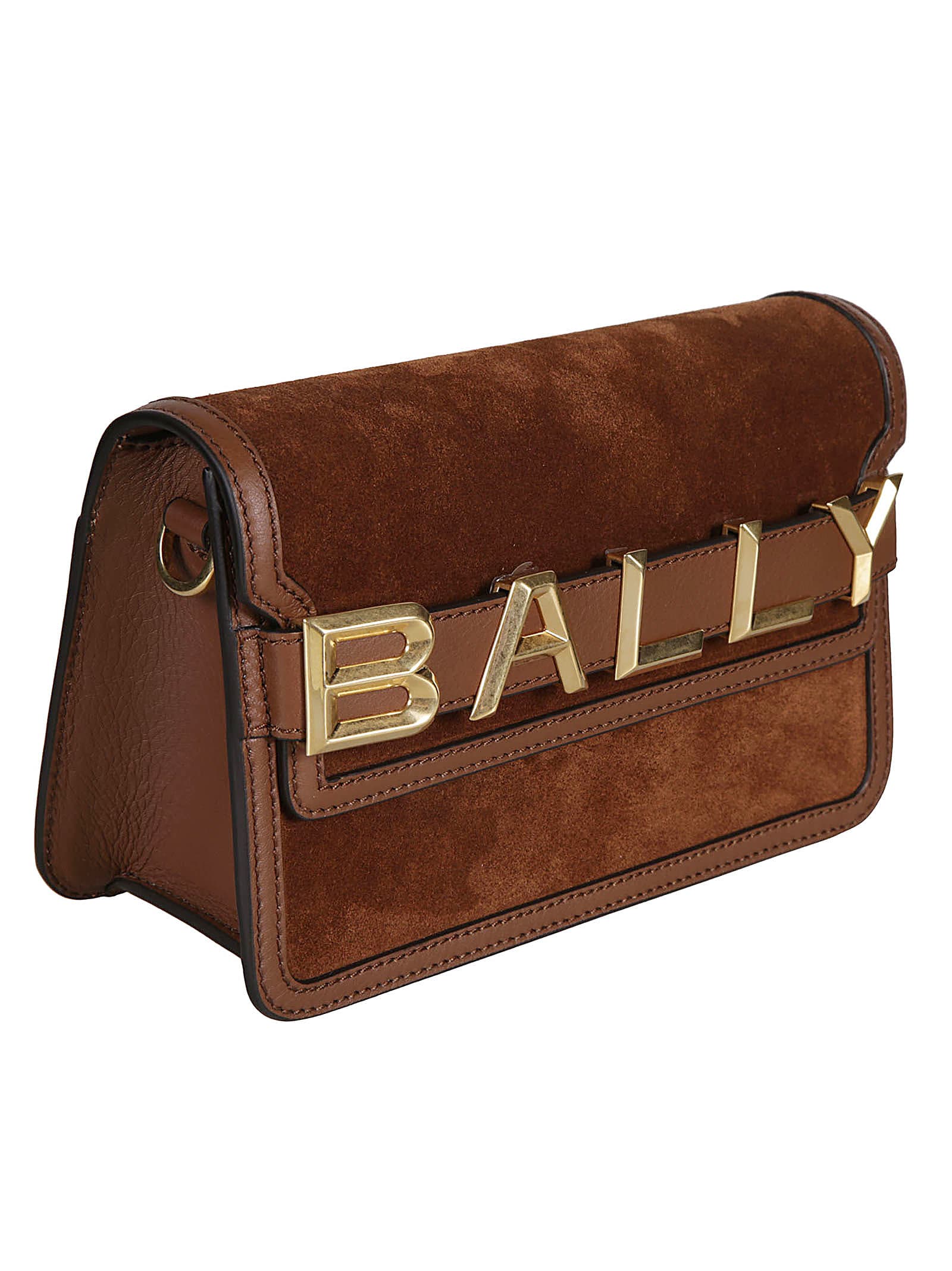 Shop Bally Logo Front Flap Shoulder Bag In Gold