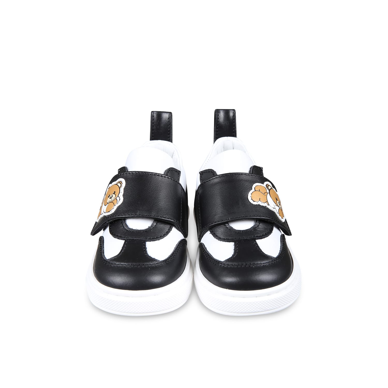 Moschino White Sneakers For Kids With Teddy Bear In Blue