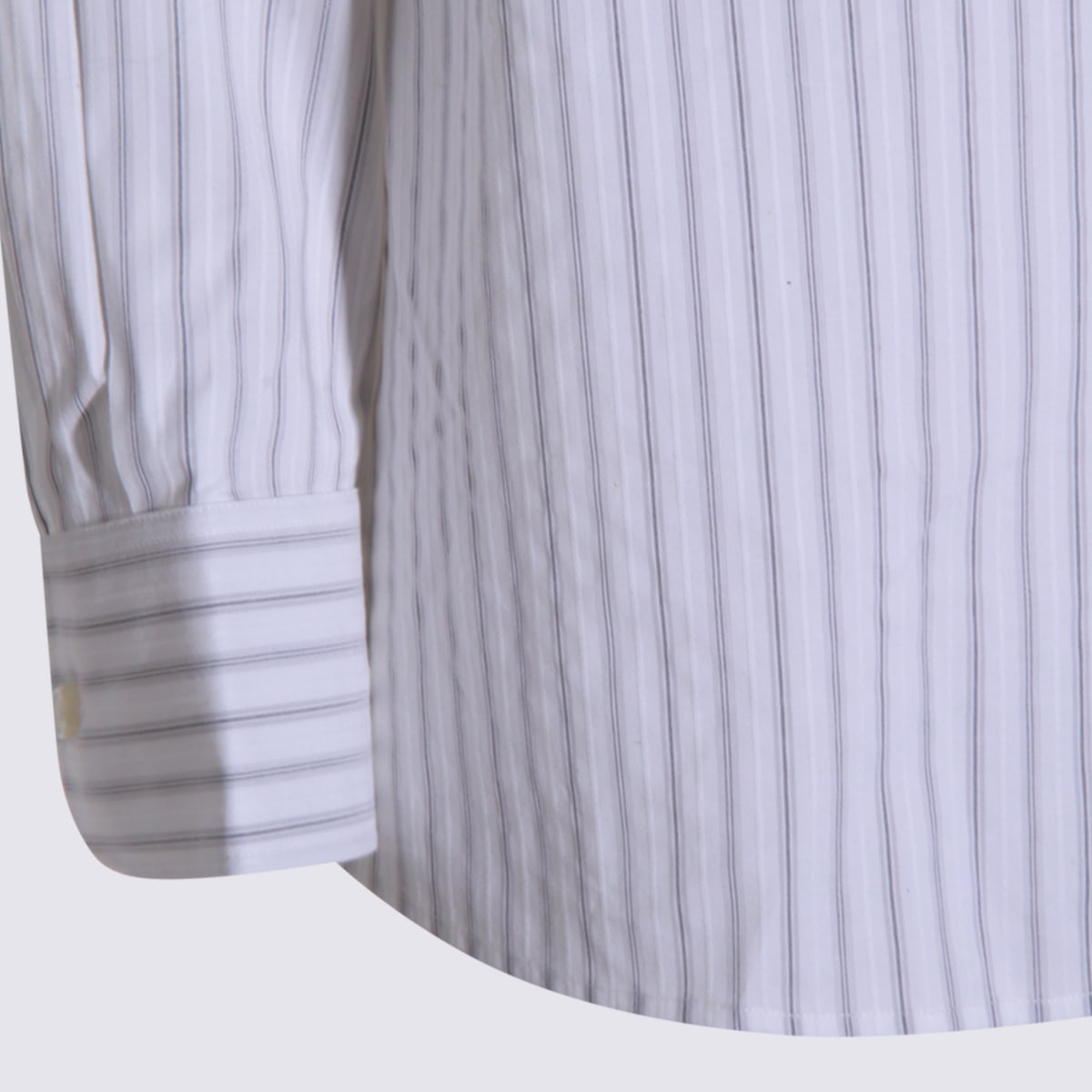 Saint Laurent Striped Long Sleeve Button-down Shirt In White