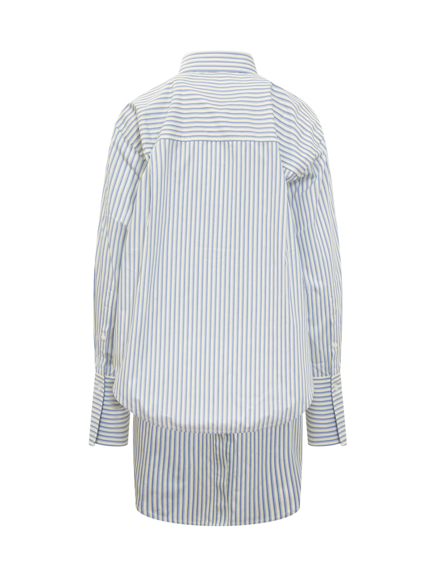 Shop Victoria Beckham Wrap Shirt Dress In Chamomile/oxford