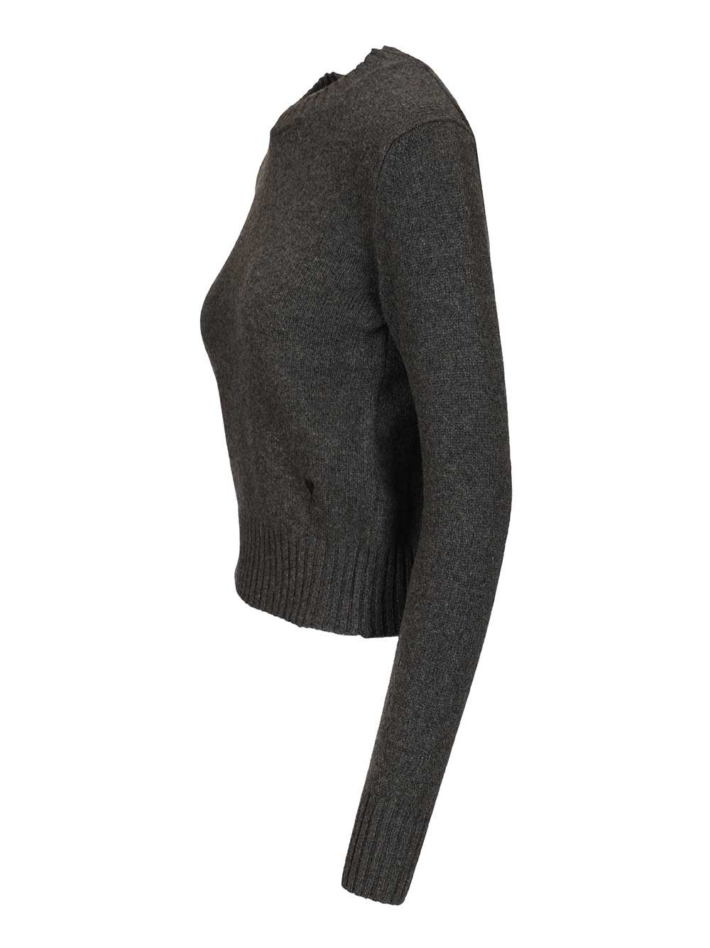 Ami Alexandre Mattiussi Black Cashmere Ami De Coeur Crewneck Sweater Grey In Gray