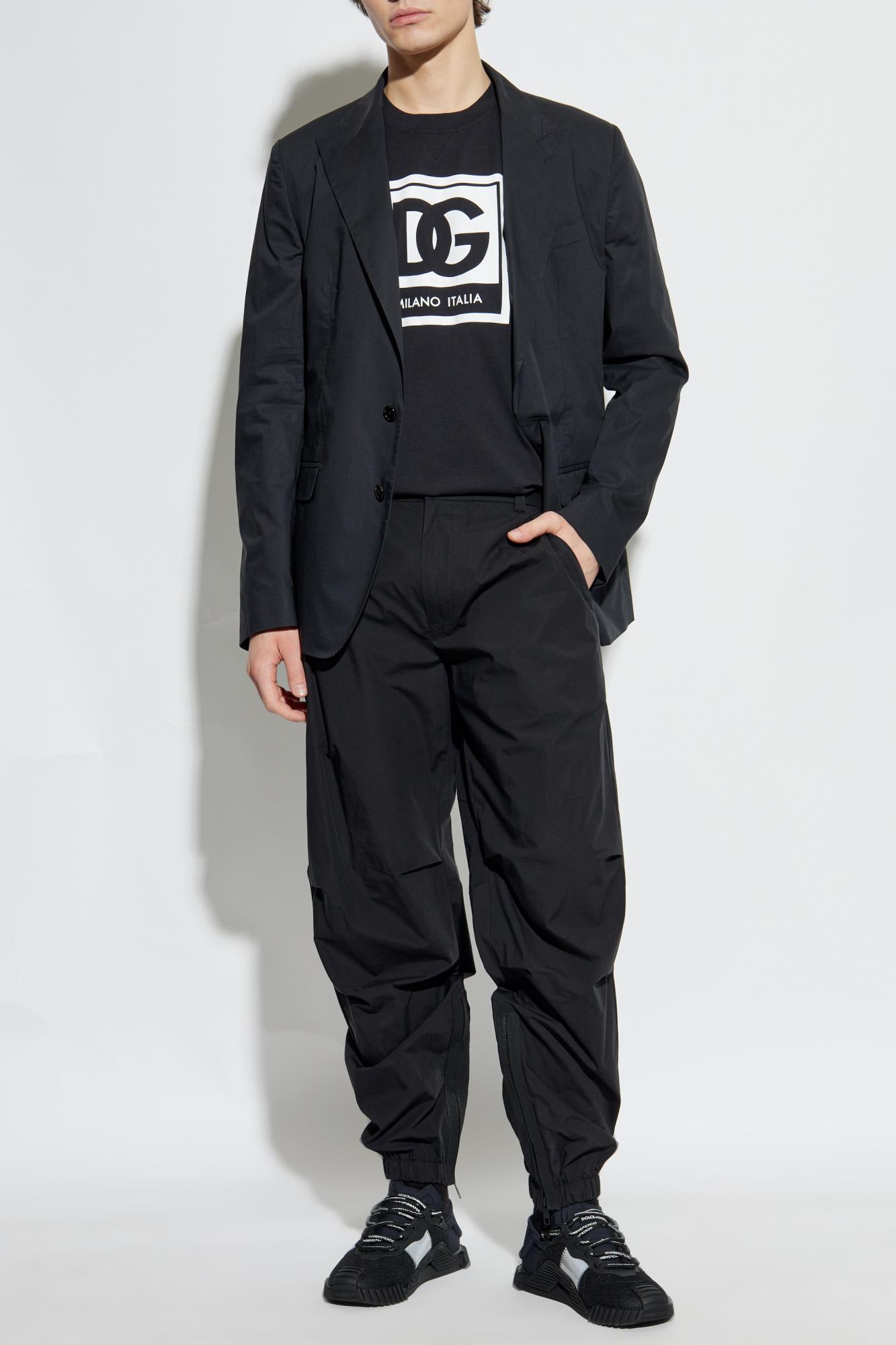 Dolce & Gabbana Cotton Blazer With Single Vent In Nero