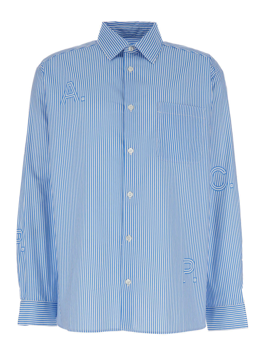 Shop Apc Light Blue And White Shirt In Cotton Man