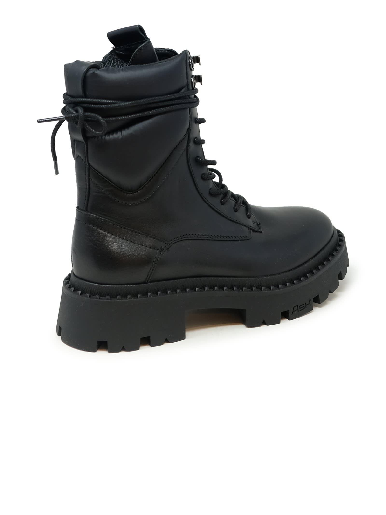 Ash Black Leather Ankle Boots In Black