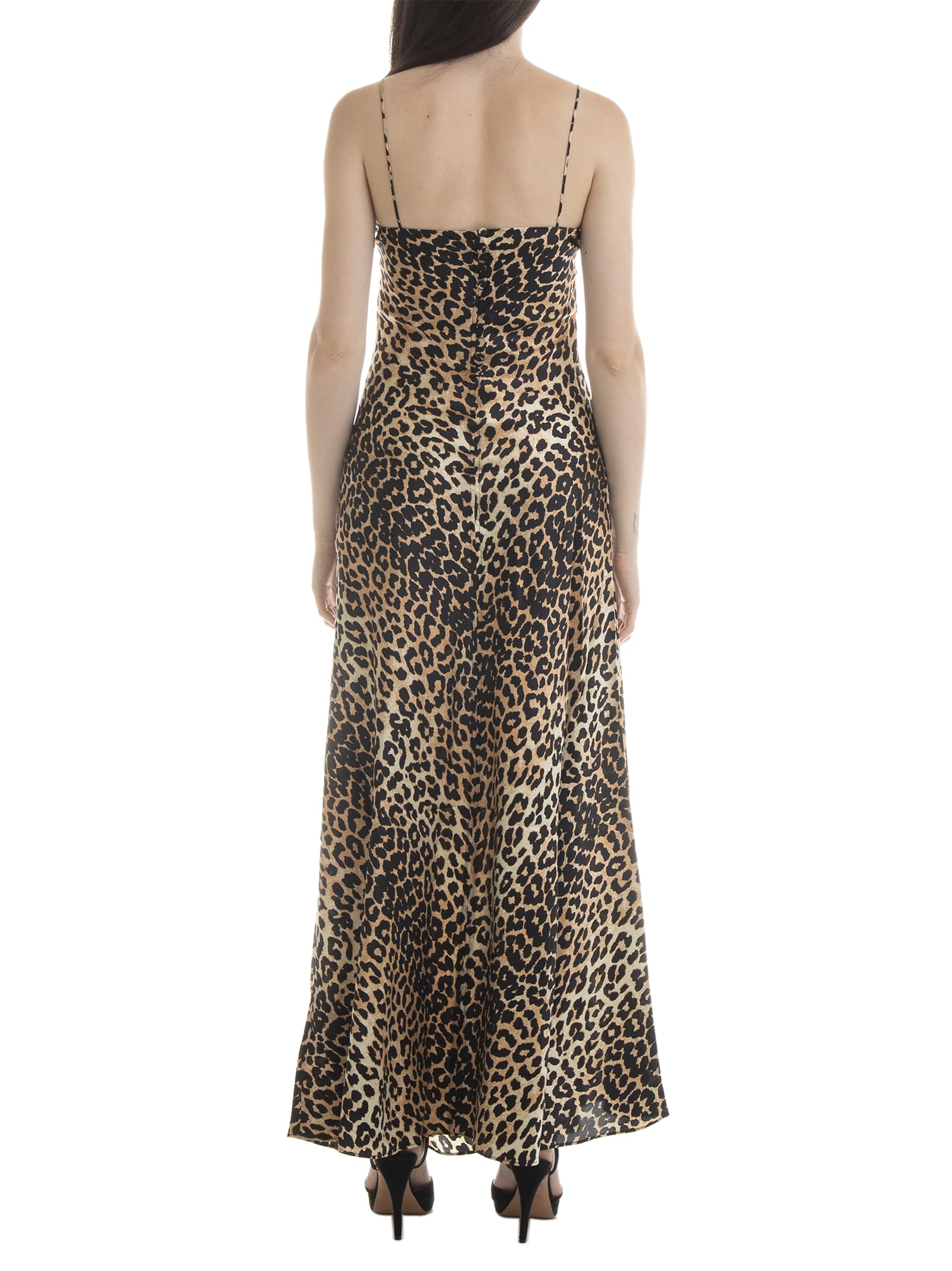 Ganni Ganni Silk Stretch Satin Dress - Leopard - 10995972 | italist