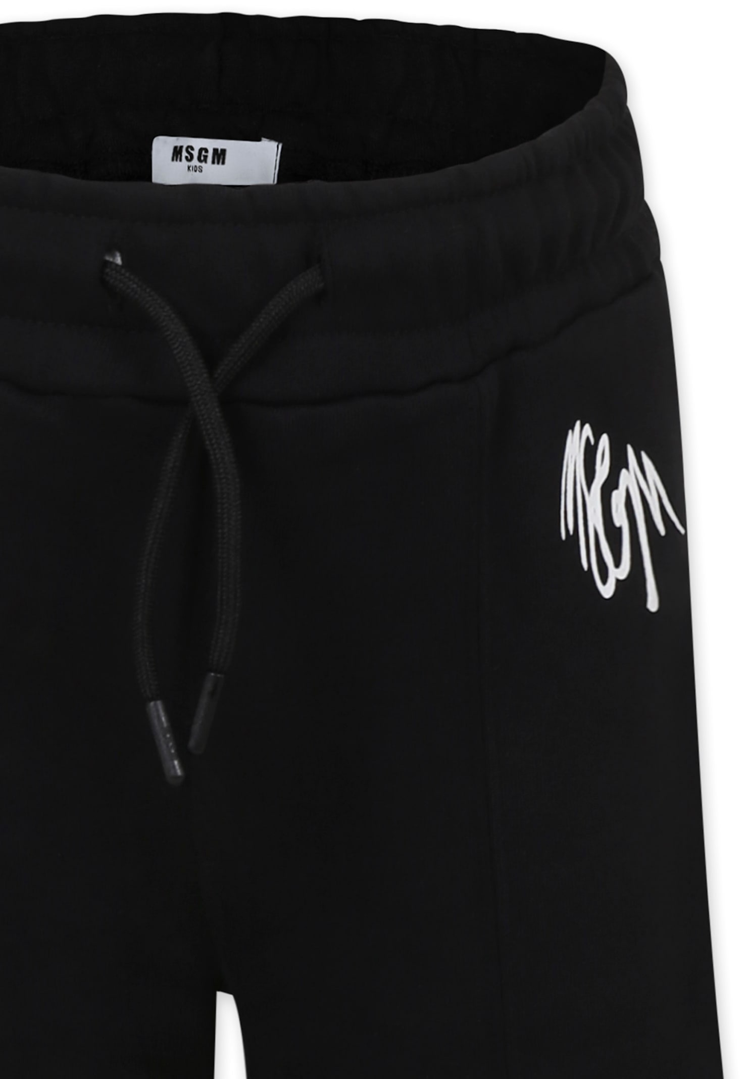 Msgm Black Trousers For Girl With Logo In Black