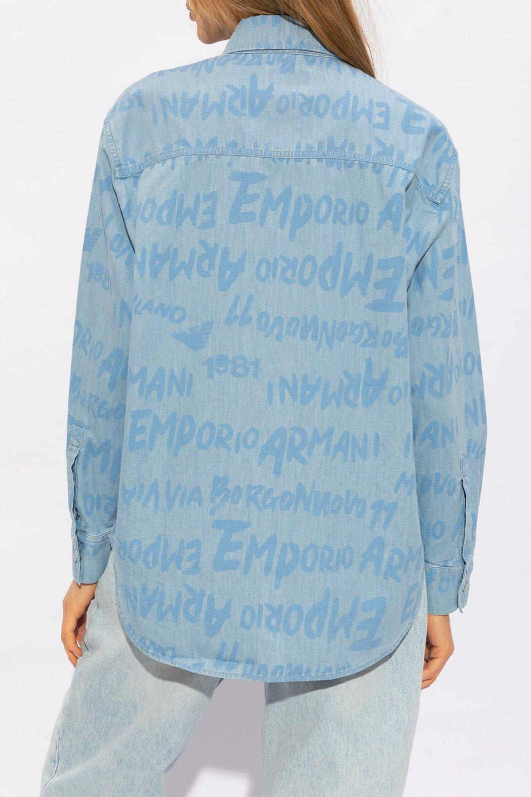 Shop Emporio Armani Denim Shirt In Clear Blue