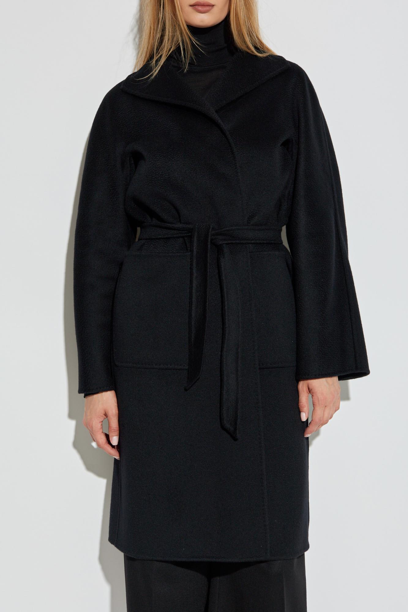 Max Mara Lilia Belted Long-sleeved Coat In Black