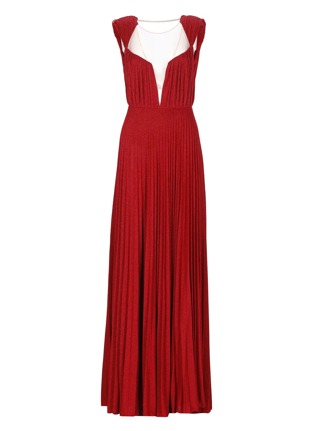 Elisabetta Franchi Pleated Red Carpet Dress