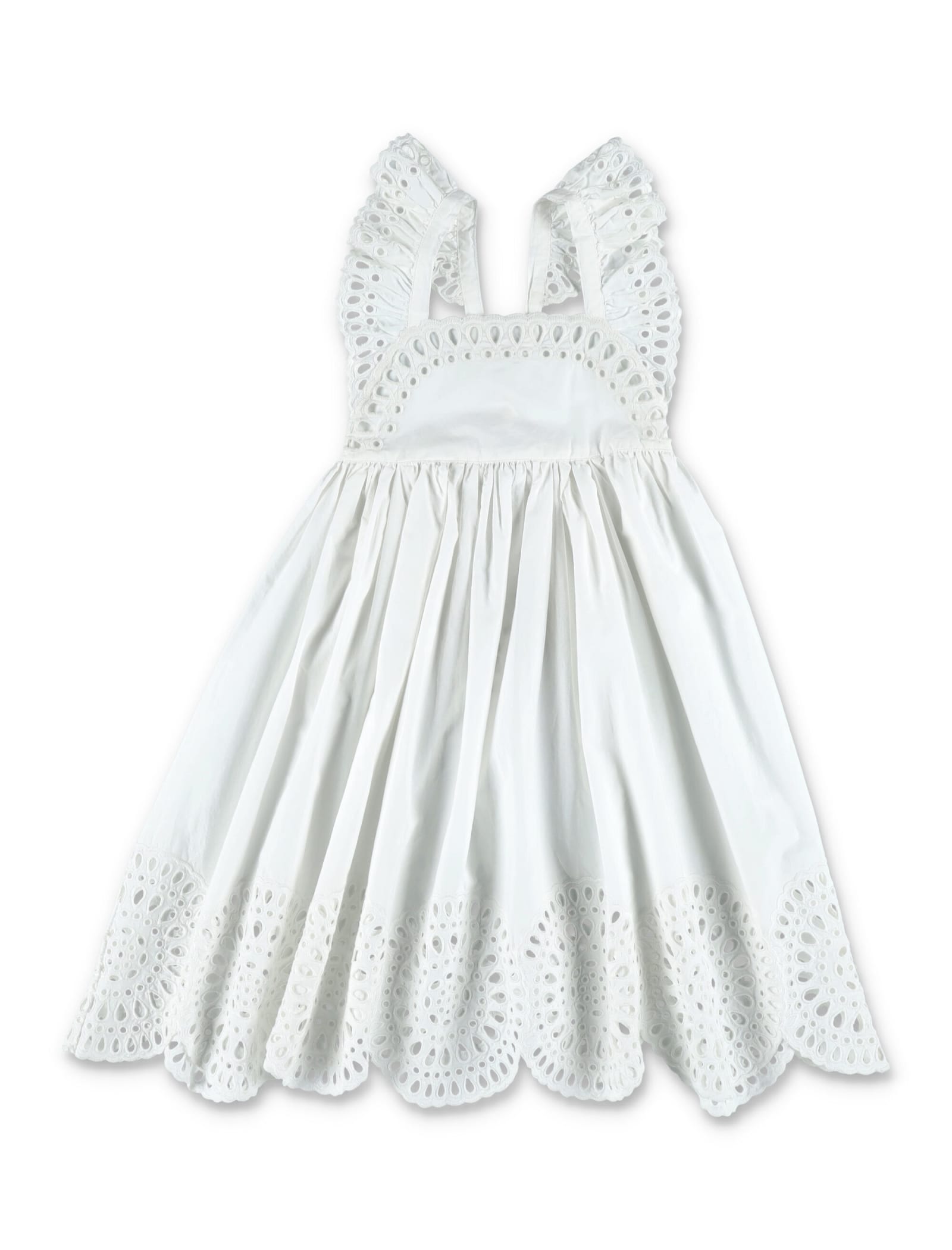 Shop Stella Mccartney Broderie-anglaise Dress In Bianco