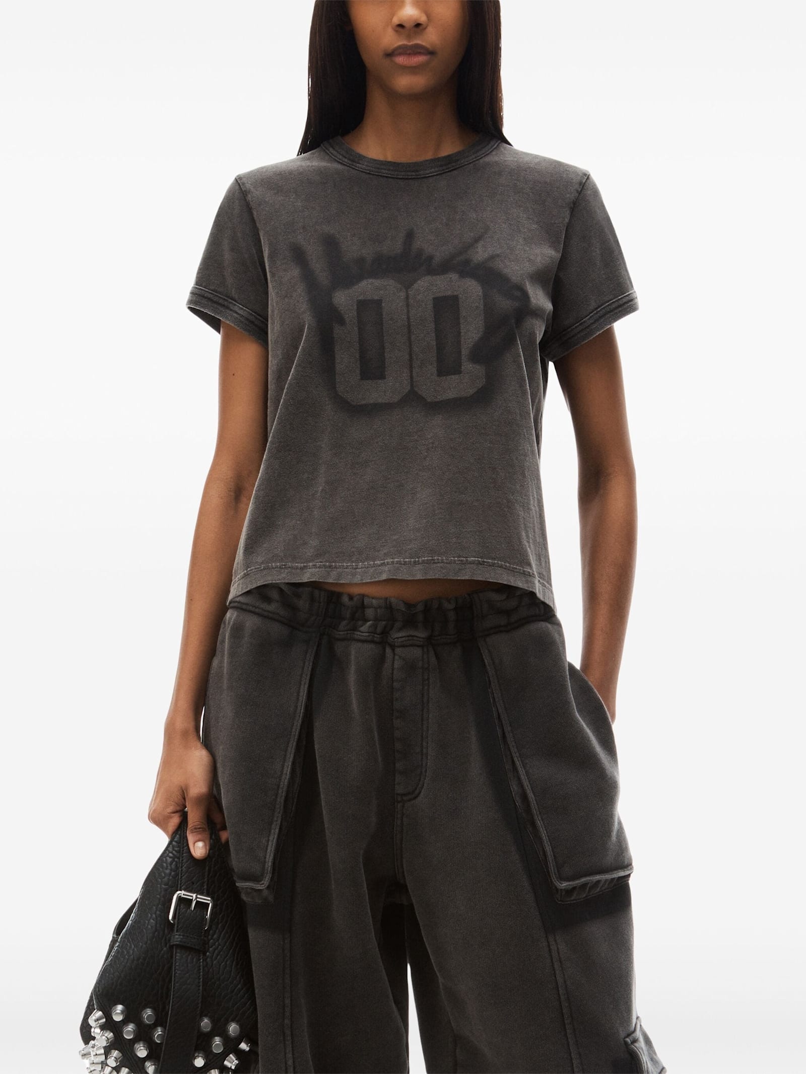 Shop Alexander Wang T Shirt Stampata In Charcoal