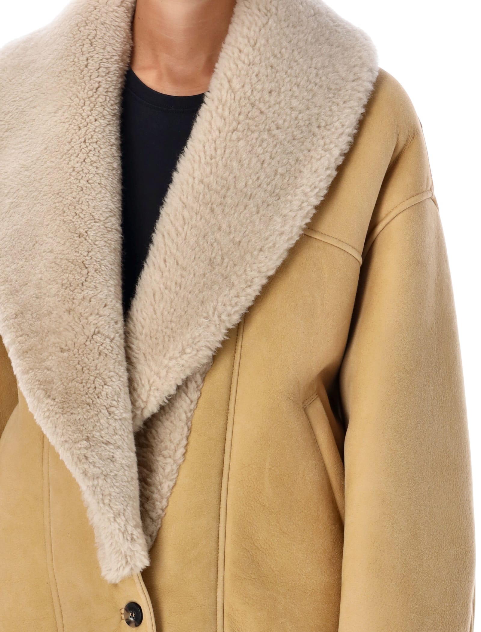 Shop Golden Goose Shearling Jacket In Lark Beige