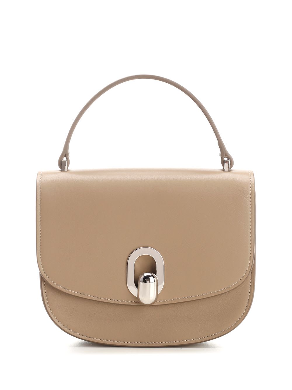 Shop Savette Mini Tondo Leather Handbag In Beige