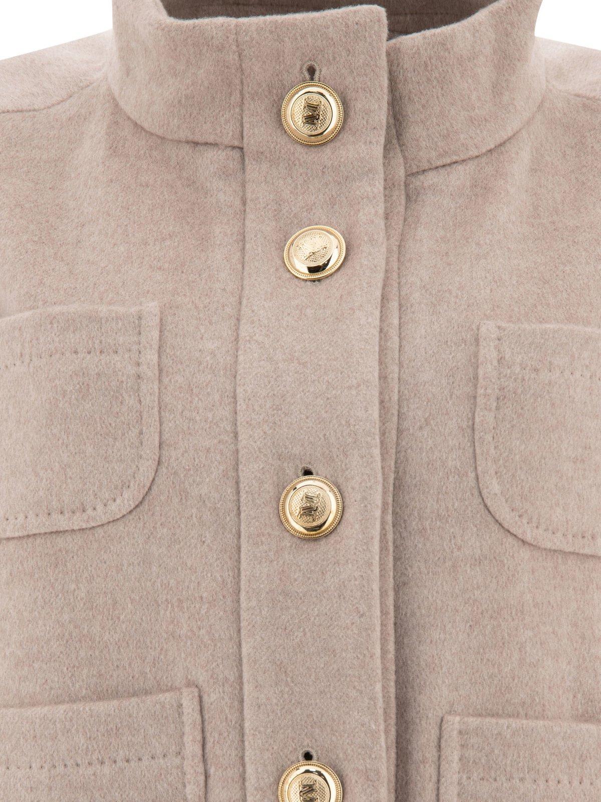 Shop Max Mara Buttoned Short-sleeved Coat In Sabbia