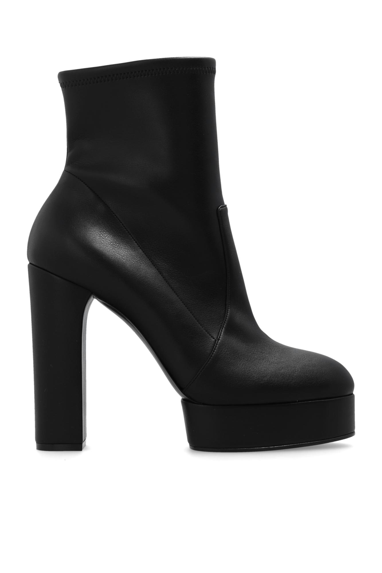 Shop Casadei Heeled Ankle Boots With Leather In Black