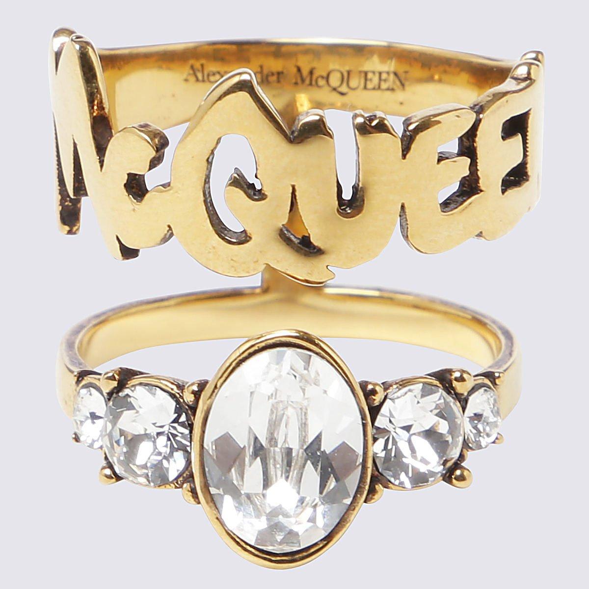 Alexander McQueen Logo Detailed Embellished Signet Ring