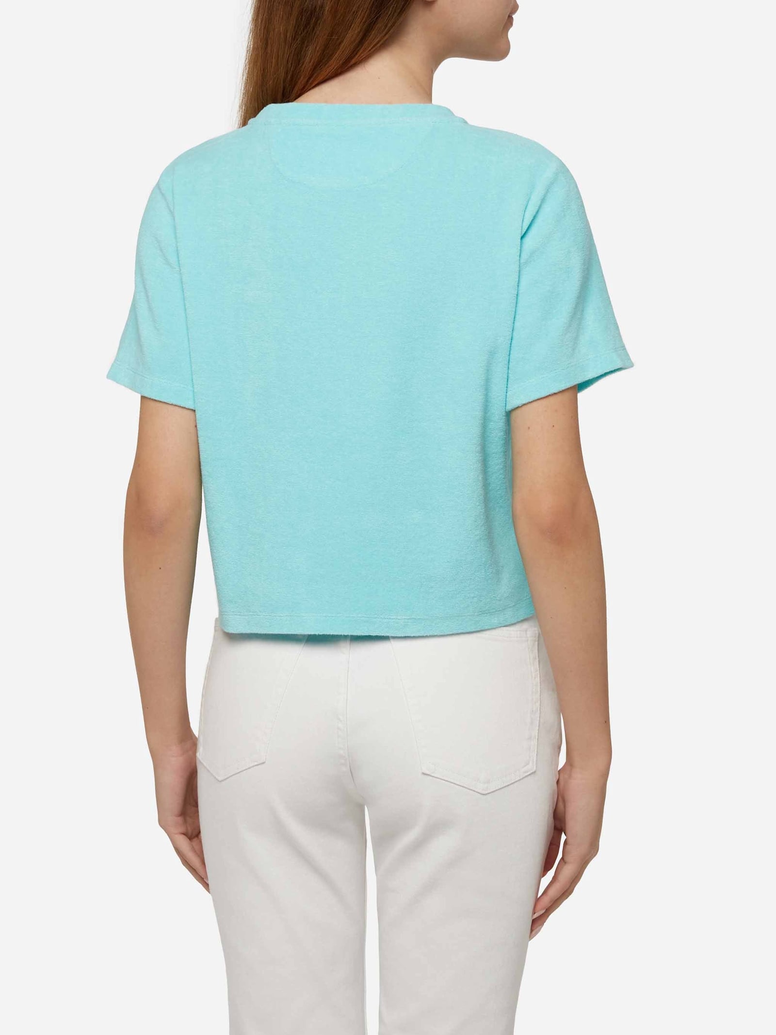 Mc2 Saint Barth Water Green Terry Cotton T-shirt Aleja In Green