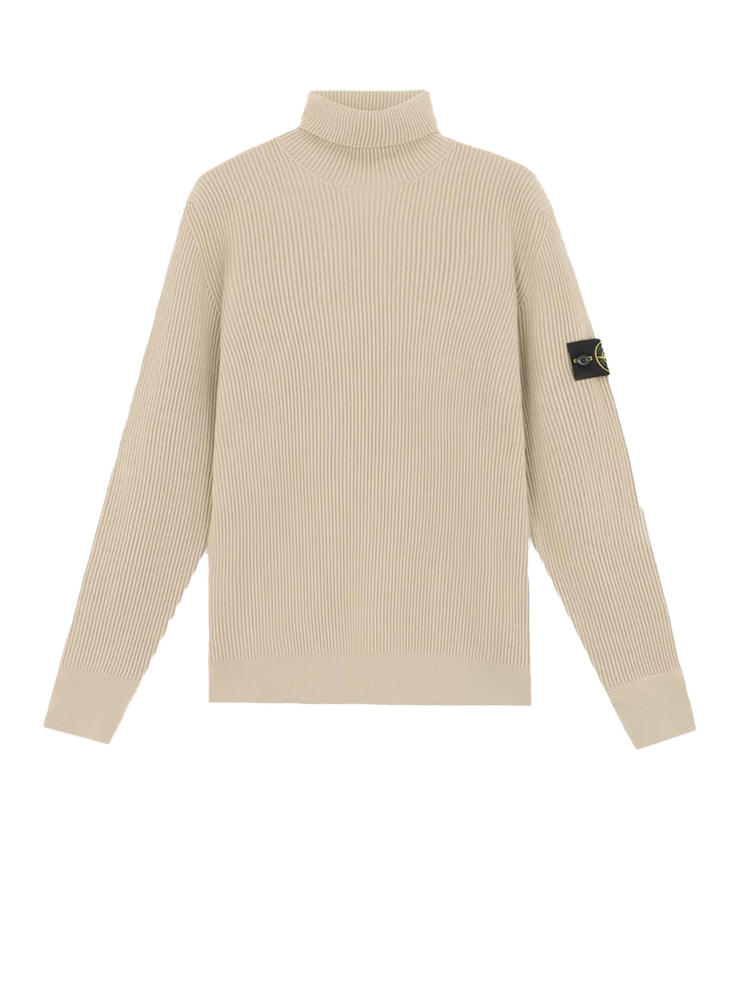 Stone Island Certified Virgin Wool Turtleneck Sweater In White