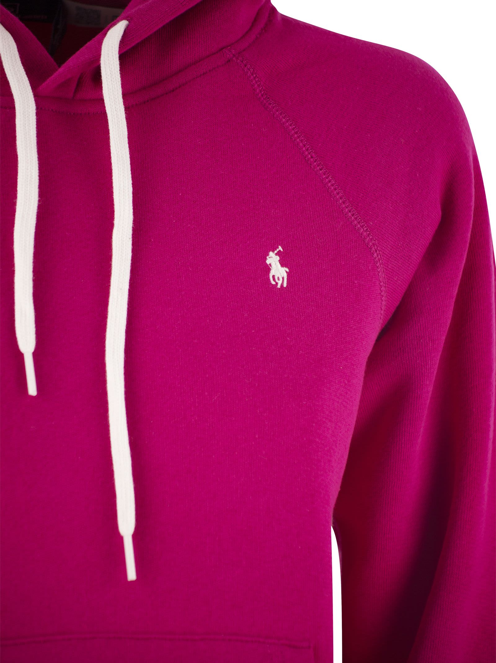 Shop Polo Ralph Lauren Hooded Sweatshirt In Fuxia