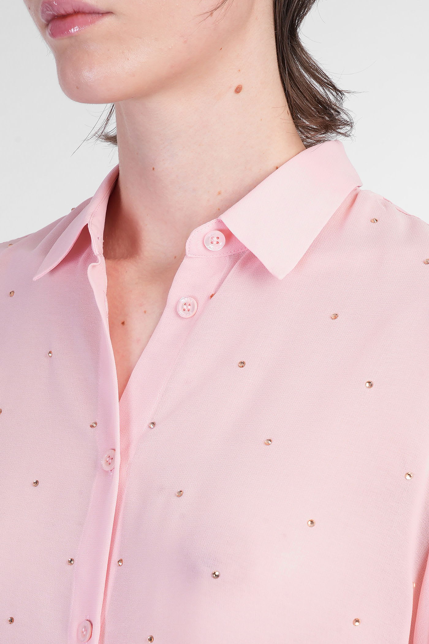 Mc2 Saint Barth Brigitte Shirt In Rose-pink Polyester In Pink