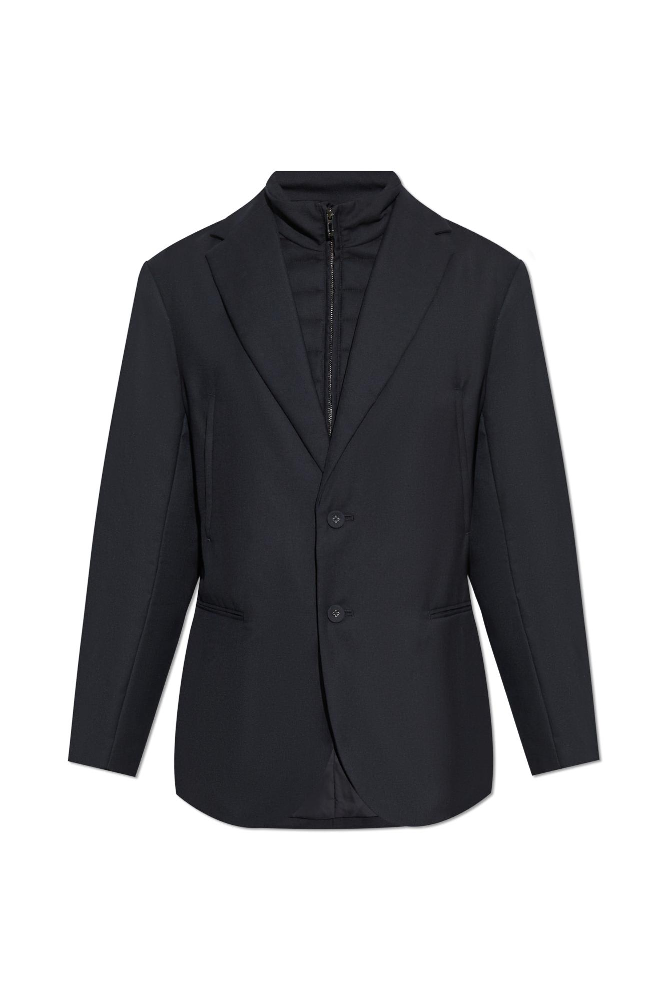 Shop Emporio Armani Blazer With Hoodie In Blue