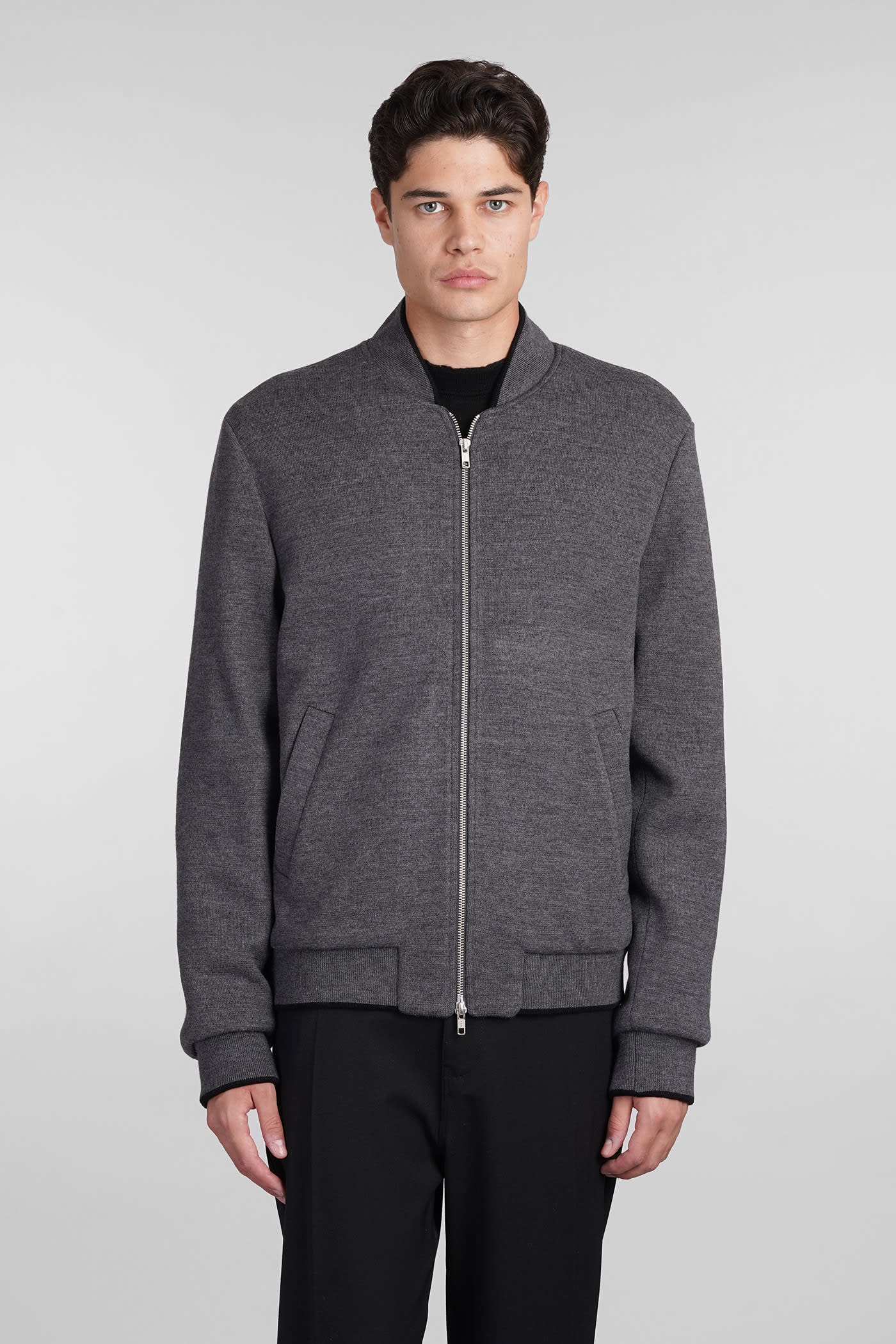 Shop Mauro Grifoni Bomber In Grey Wool