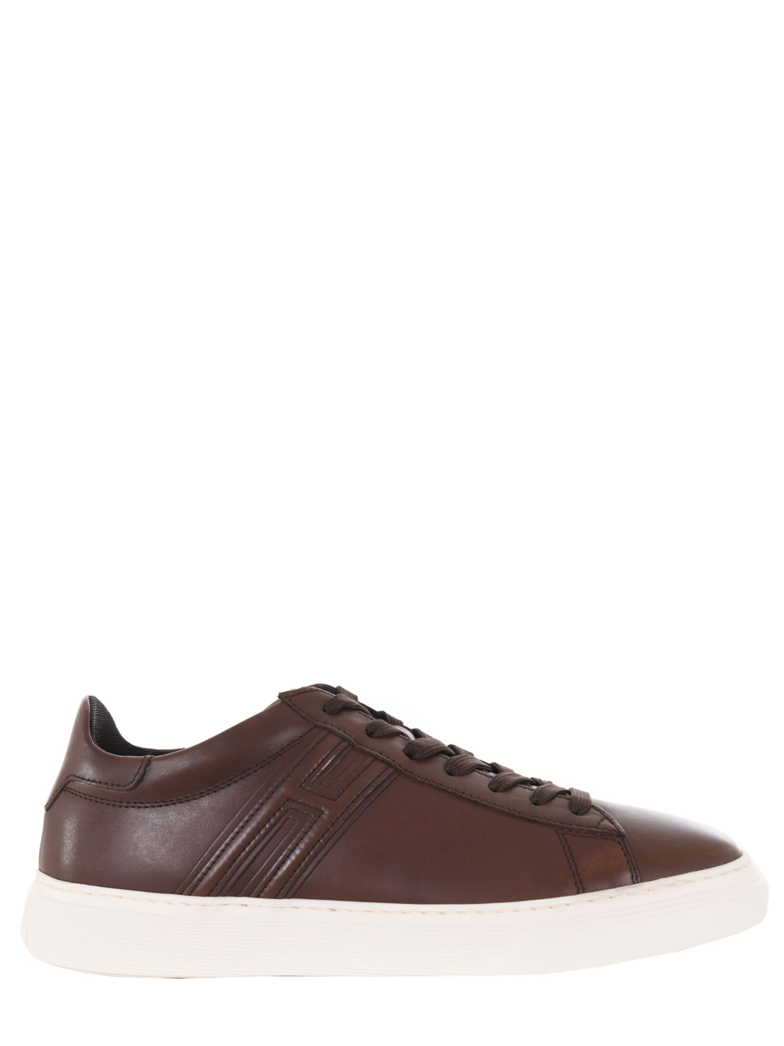 Shop Hogan Sneakers H365 In Leather In Brown