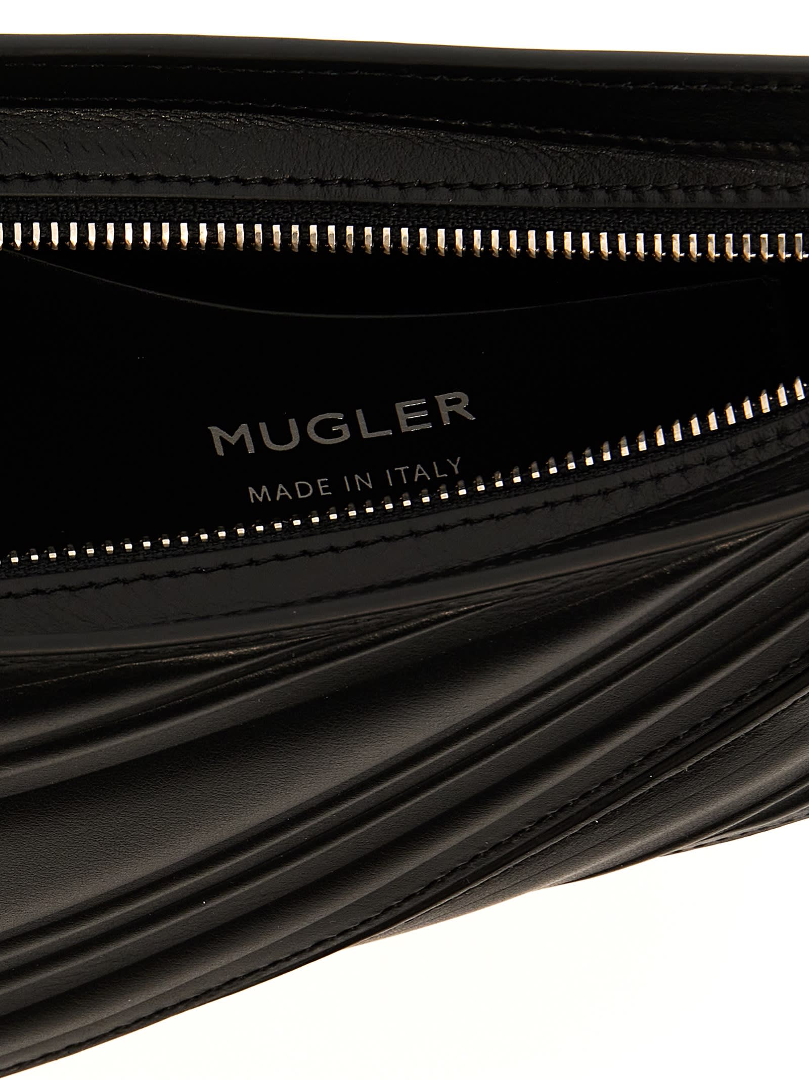 Shop Mugler Medium Embossed Spiral Curve 01 Shoulder Bag In Black
