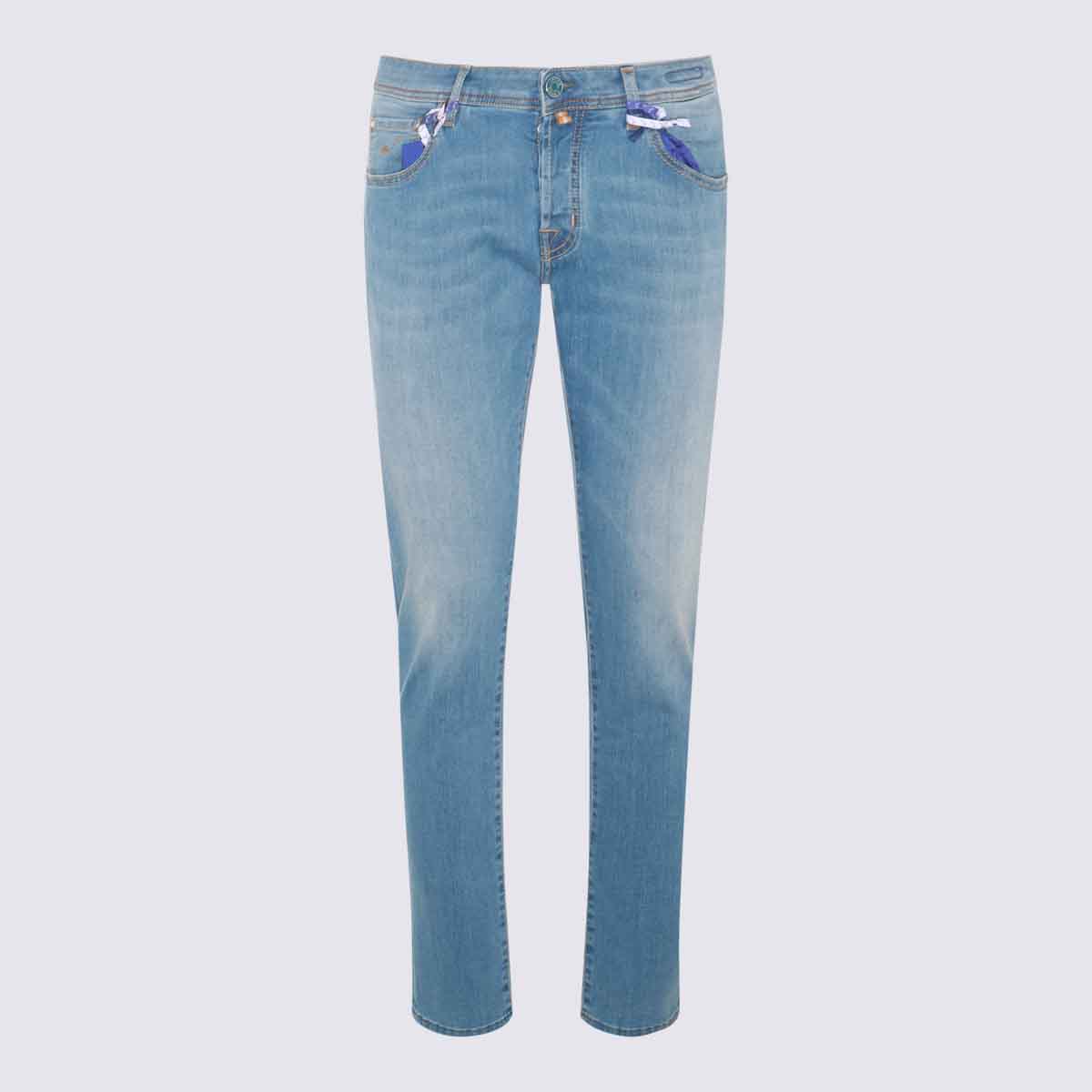 Shop Jacob Cohen Light Blue Cotton Denim Jeans