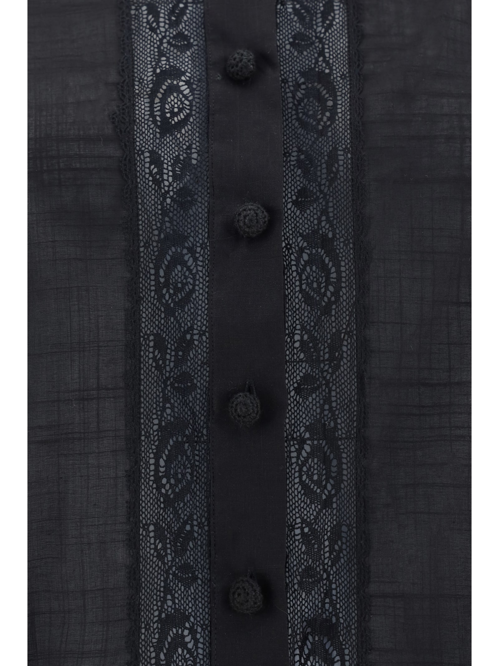 Shop Zimmermann Halliday Lace Trim Shirt In Black