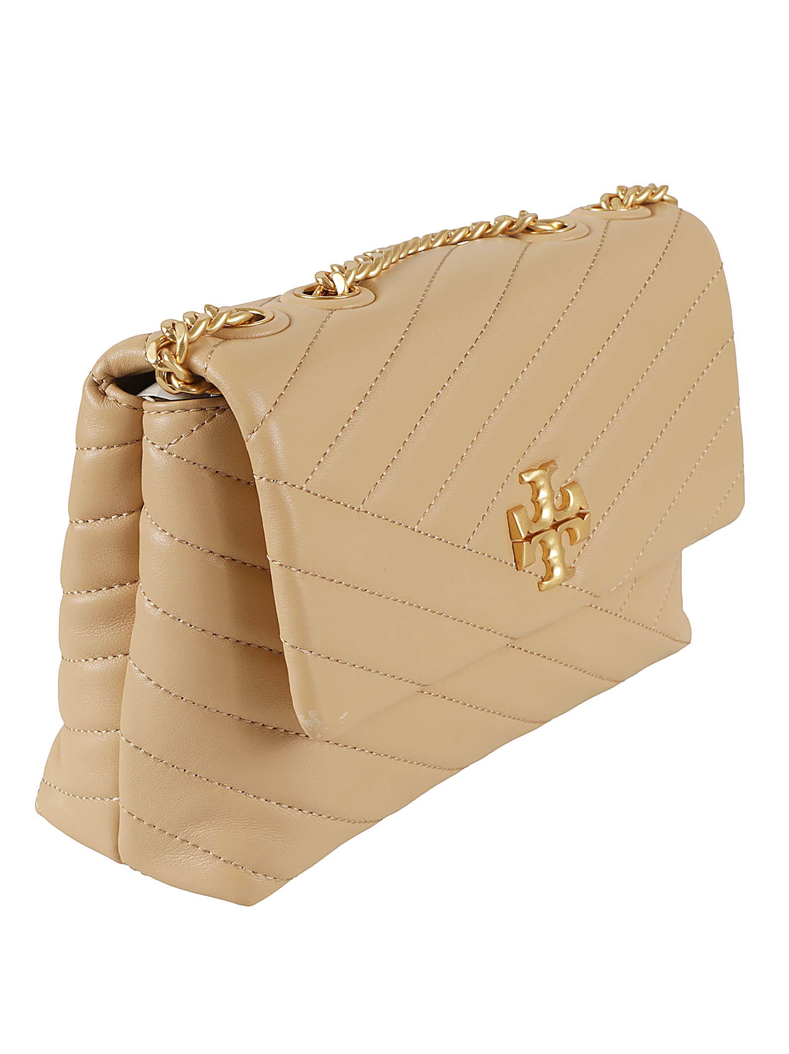 Shop Tory Burch Kira Chevron Small Convertible Shoulder Bag In Desert Dune