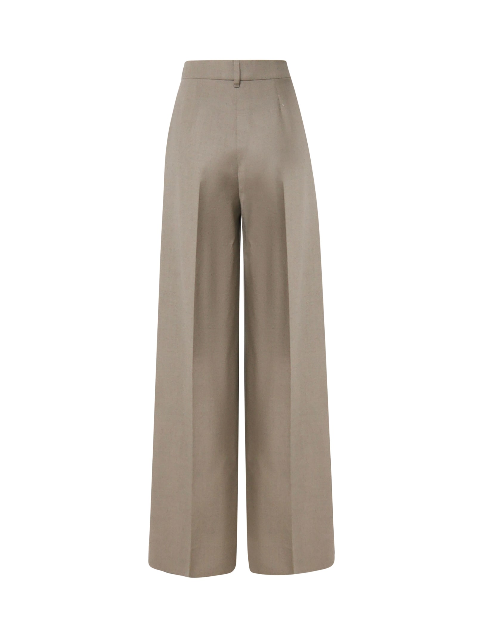 Shop Stella Mccartney Flannel Palazzo Trousers In Light Moss