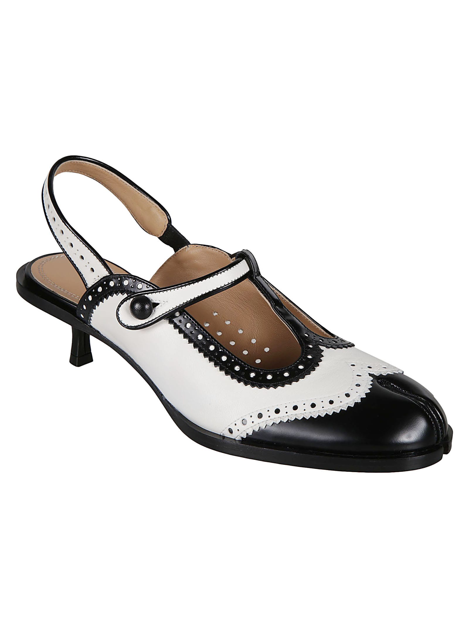Shop Maison Margiela Bacl Strap Cleft Toe Sandals In Black/white