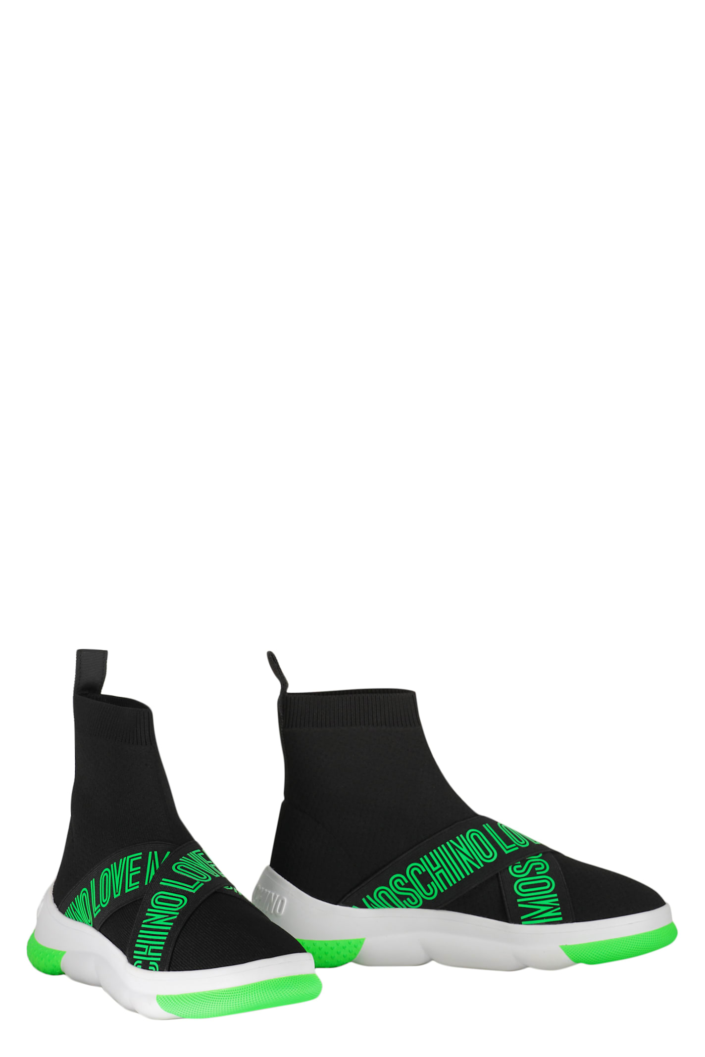 Shop Love Moschino Knitted Sock-style Sneakers In Black