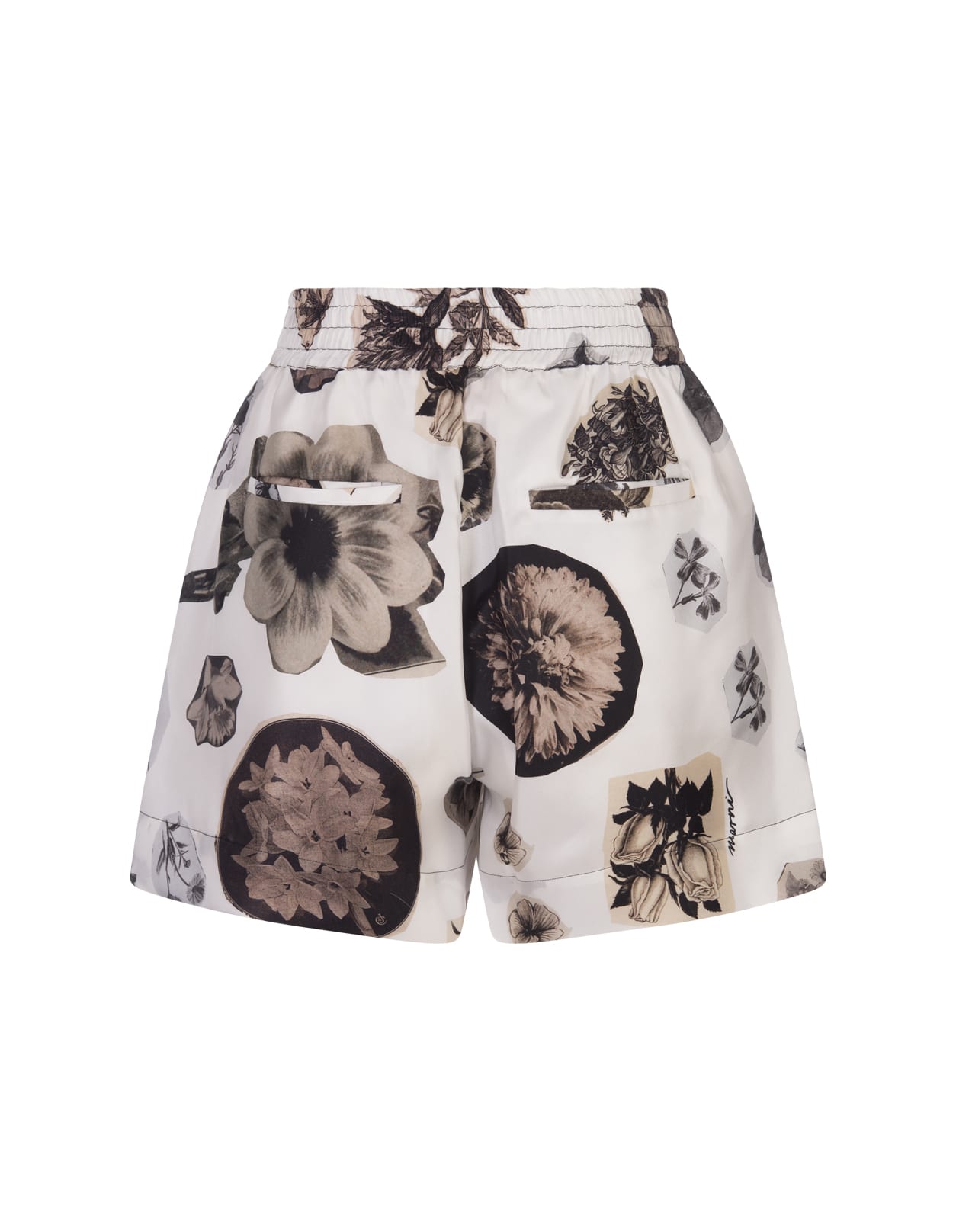 Shop Marni Shorts With Nocturnal Print In White
