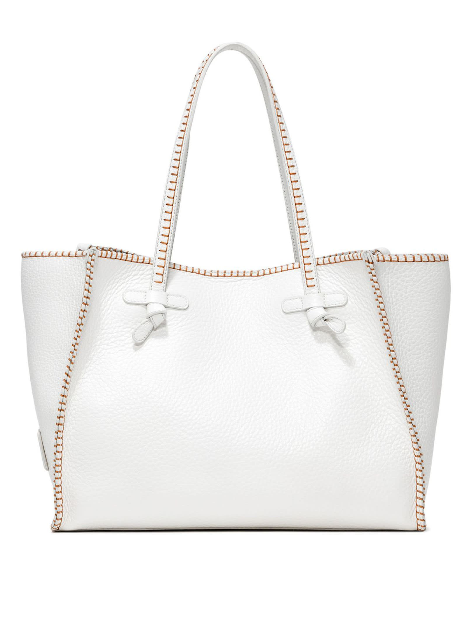 Shop Gianni Chiarini White Soft Leather Shopping Bag